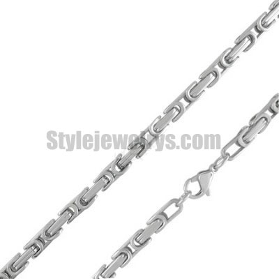 Stainless steel jewelry Chain 50cm - 55cm Byzantine link chain necklace w/lobster 4mm ch360284 - Click Image to Close
